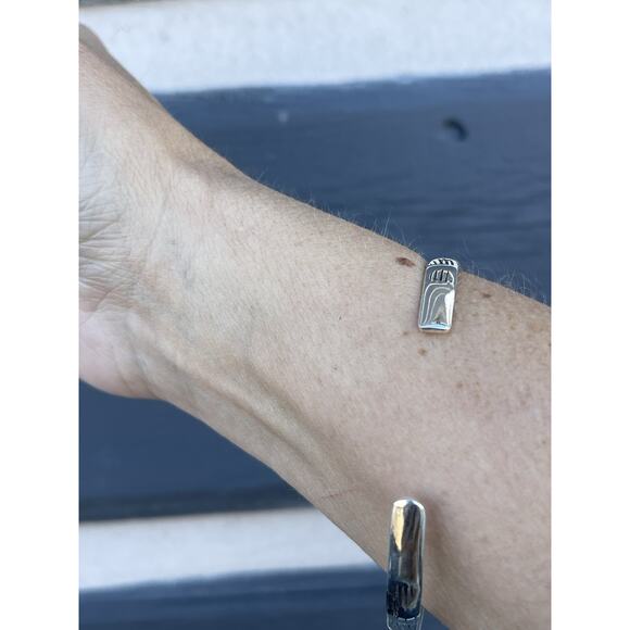 Sterling Silver Cuff Bracelet Pink Lab Opal Southwestern Star Native Style 7 3/8 - Picture 10 of 12